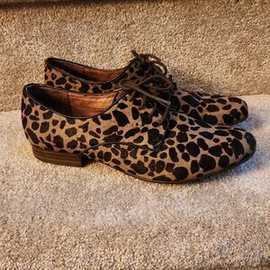 Sam Edelman Women's Giraffe Animal Print Calf Hair Lace-Up Loafers Size 7
